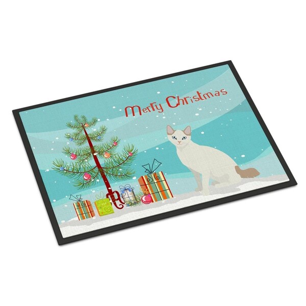 Carolines Treasures 24 x 36 in. Korean Bobtail Cat Merry Christmas Indoor or Outdoor Mat CK4774JMAT - main